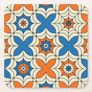 Dessous De Verre Carré Design Web Abstrait bleu et orange