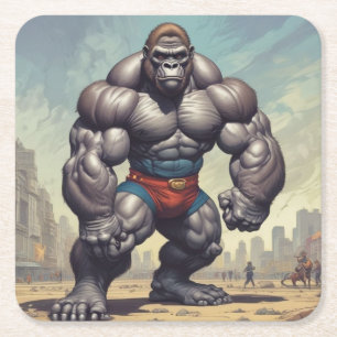 Dessous De Verre Carré Dessin d'art pop de Gorilla Bodybuilder