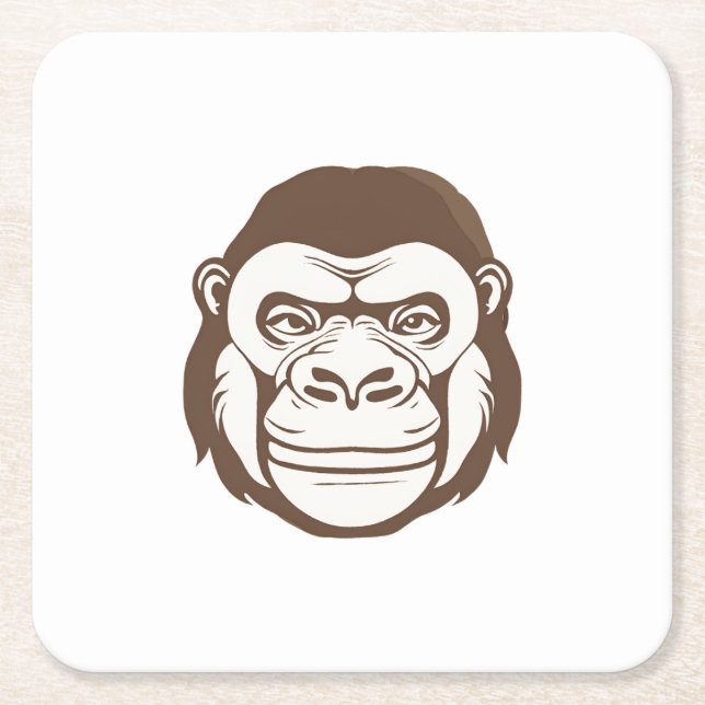 Dessous De Verre Carré Dessin de dessin de Gorilla (Devant)