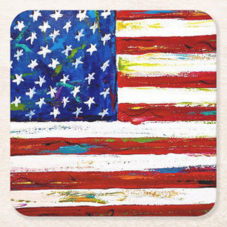 Dessous De Verre Carré Dessin de drapeau américain patriotique