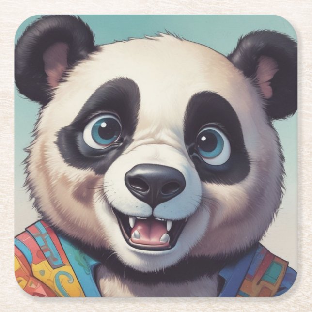 Dessous De Verre Carré Dessin de Panda (Devant)