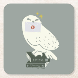 Dessous De Verre Carré Dessin fantaisiste d'Hedwig avec lettre