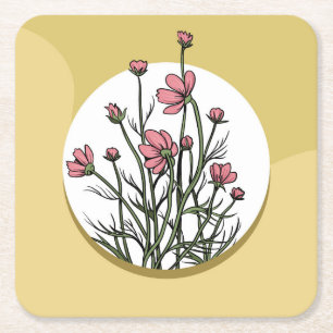 Dessous De Verre Carré Dessin Fleur Très Amusant