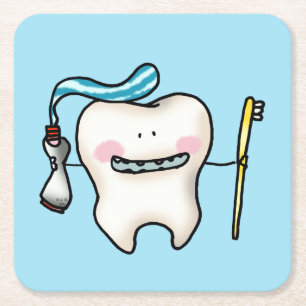 Dessous De Verre Carré dessin humoristique sur les dents