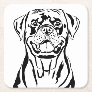 Dessous De Verre Carré Dessin Rottweiler