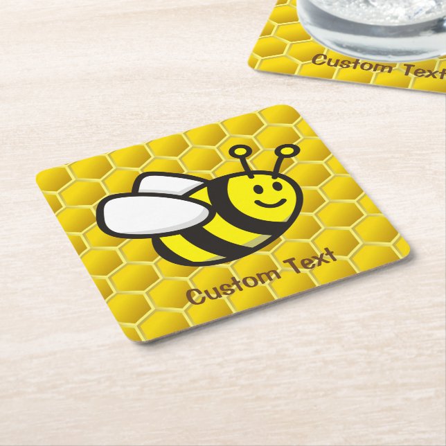 Dessous De Verre Carré Dessin sur les abeilles (Incliné)