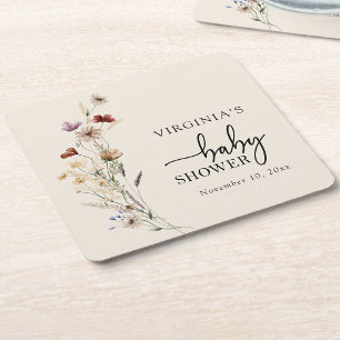 Dessous De Verre Carré Dessous de verre Baby showers Fleur sauvage Boho