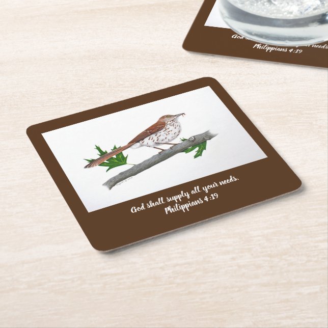 Dessous De Verre Carré Dessous de verre Brown Thrasher (Incliné)