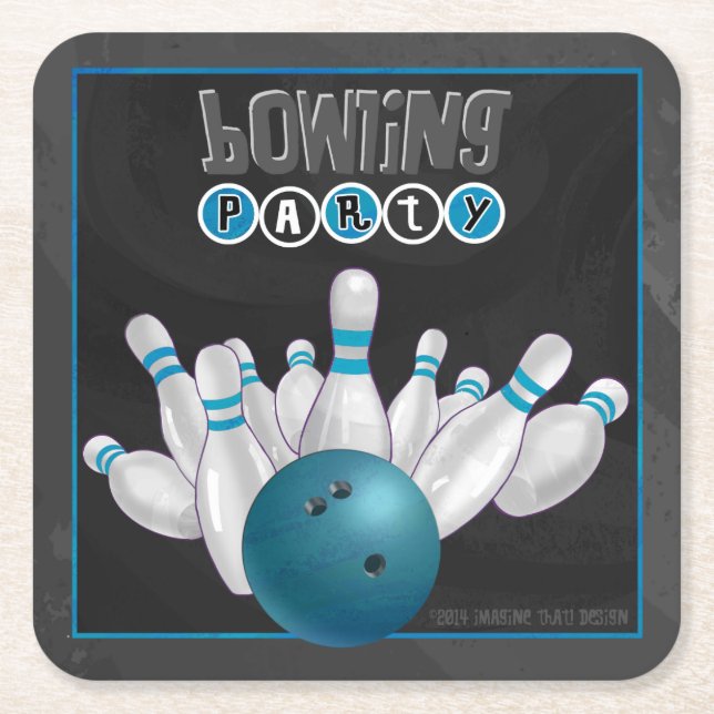 Dessous De Verre Carré Dessous de verre cool Blue Bowling (Devant)