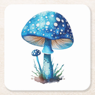 Dessous De Verre Carré Dessous de verre de champignons bleus