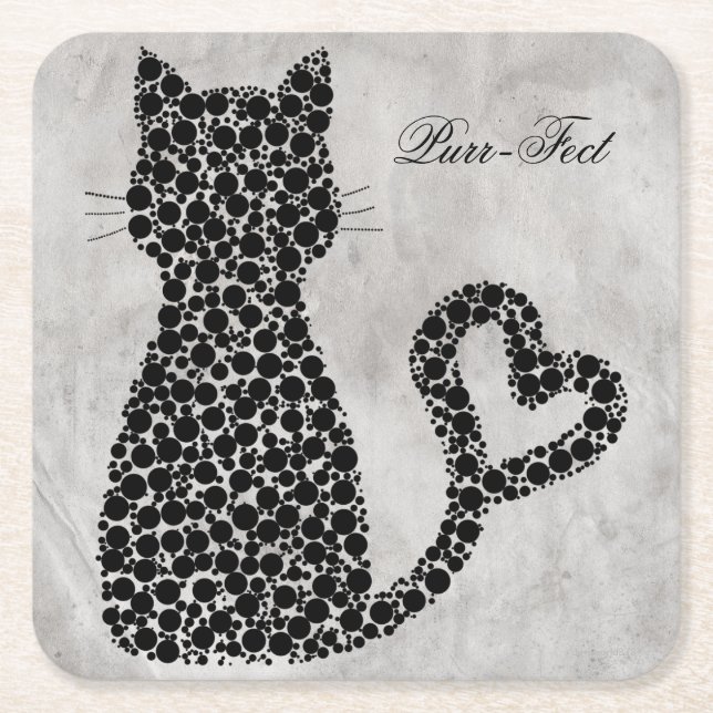 Dessous De Verre Carré Dessous de verre de chat de Ronronnement-Fect (Devant)