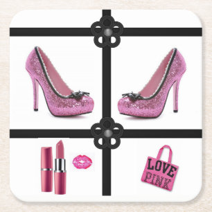 Dessous De Verre Carré Dessous de verre de chaussures roses