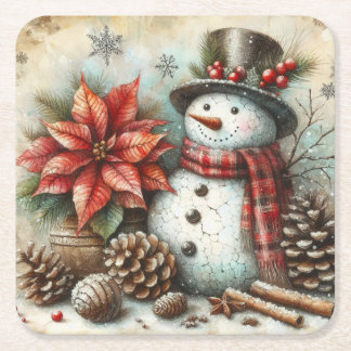 Dessous De Verre Carré Dessous de verre de Noël Snowman
