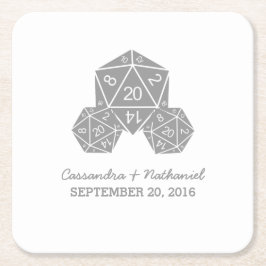 Dessous De Verre Carré Dessous de verre de papier Mariage gris D20 dés