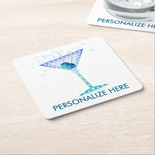 DESSOUS DE VERRE CARRÉ DESSOUS DE VERRE DE PAPIER - MARTINI BLEU