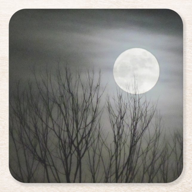 Dessous De Verre Carré Dessous de verre éffrayants de lune (Devant)