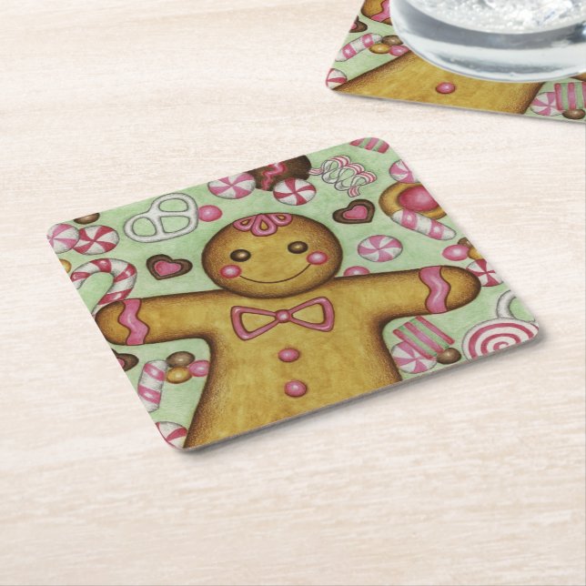 Dessous De Verre Carré Dessous de verre en papier bonbons de Noël (Incliné)