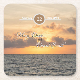 Dessous De Verre Carré Dessous de verre en papier Mariage Folly Beach Mor