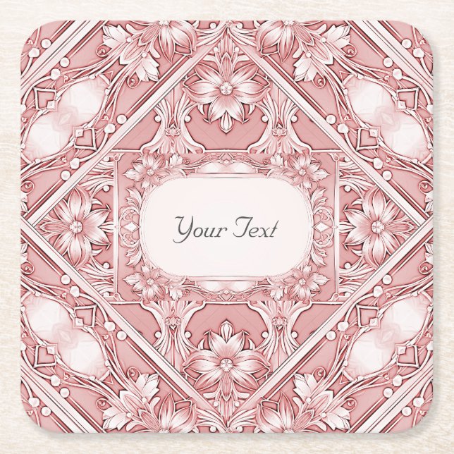 Dessous De Verre Carré Dessous de verre en papier rose (Devant)