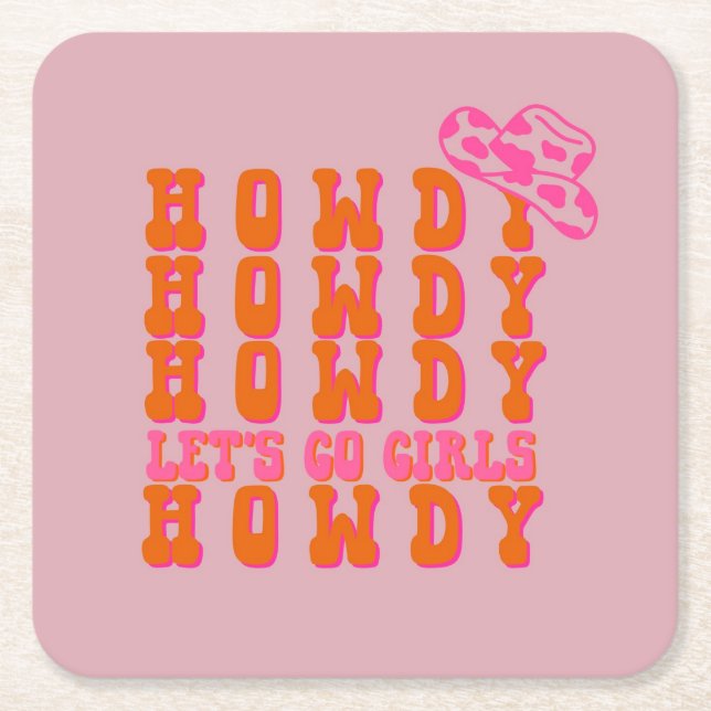 Dessous De Verre Carré Dessous de verre Howdy cowgirl (Devant)