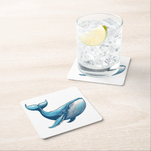 Dessous De Verre Carré Dessous de verre nautique baleine