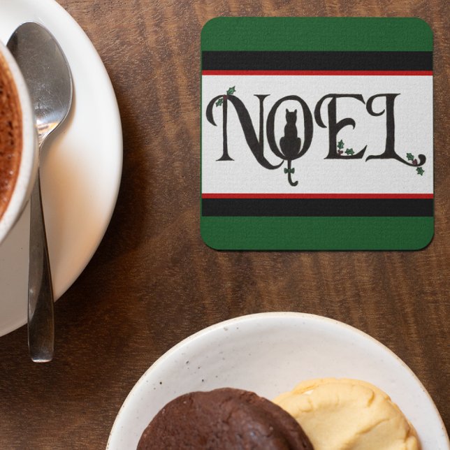 Dessous De Verre Carré Dessous de verre Noel Cat (Créateur téléchargé)