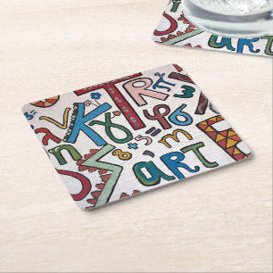 Dessous De Verre Carré Dessous de verre papier Alphabets colorés