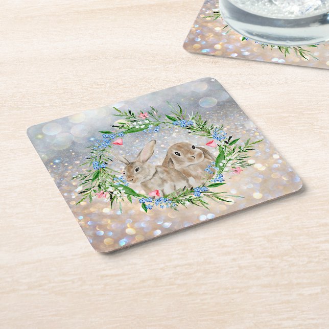 Dessous De Verre Carré Dessous de verre papier Carré de Pâques Bunnies (Créateur téléchargé)