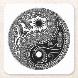 Dessous De Verre Carré dessous de verre papier Carré Yin et Yang 3D