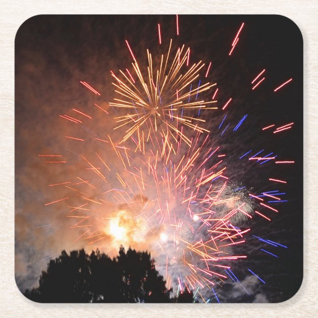 Dessous De Verre Carré Dessous de verre papier Fireworks (Devant)