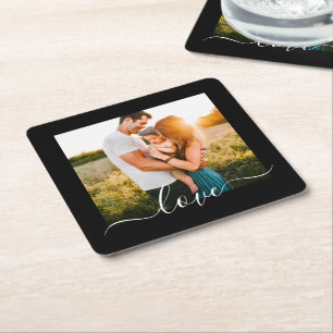 Dessous De Verre Carré Dessous de verre papier Mariage Love Texte photo n