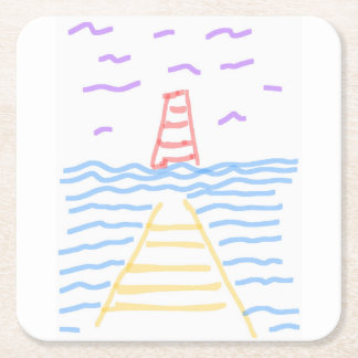 Dessous De Verre Carré Dessous de verre papier Pier Lighthouse