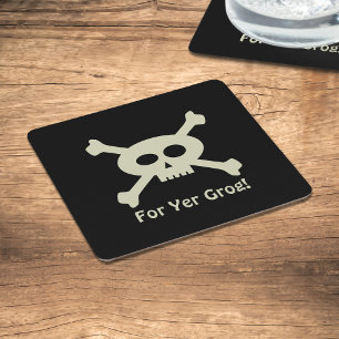 Dessous De Verre Carré Dessous de verre papier Pirate Skull and Crossbone
