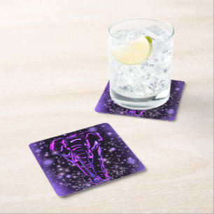 Dessous De Verre Carré Dessous de verre Papier Rose Violet Éléphant À La 