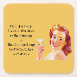 Dessous De Verre Carré Dessous de verre potables de rétro citation drôle
