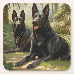 Dessous De Verre Carré Deux Chiens