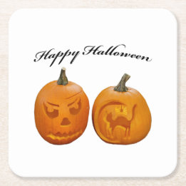 Dessous De Verre Carré Deux citrouilles Joyeux Halloween