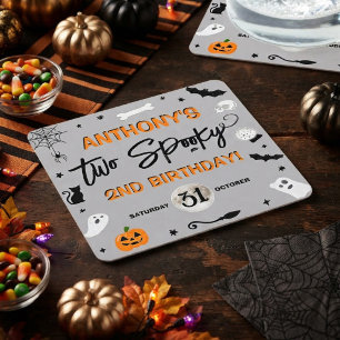 Dessous De Verre Carré Deux effrayants ! Anniversaire Halloween 2 ans
