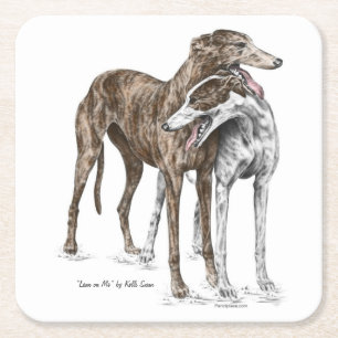 Dessous De Verre Carré Deux Greyhound Friends Dog Art