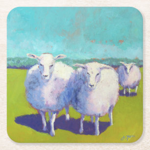 Dessous De Verre Carré Deux Moutons En Champ