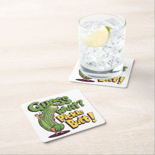 Dessous De Verre Carré Devinez quoi_ Fessier de cornichon ! Drôle de conc