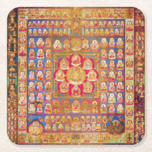Dessous De Verre Carré Diagramme cosmique Mandala pour la méditation