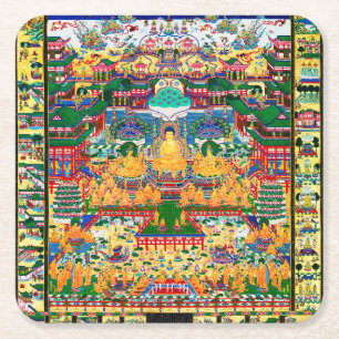 Dessous De Verre Carré Diagramme cosmique Mandala pour la méditation