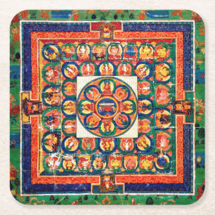 Dessous De Verre Carré Diagramme cosmique Mandala pour la méditation