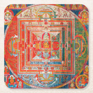 Dessous De Verre Carré Diagramme cosmique Mandala pour la méditation