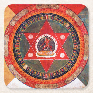 Dessous De Verre Carré Diagramme cosmique Mandala pour la méditation