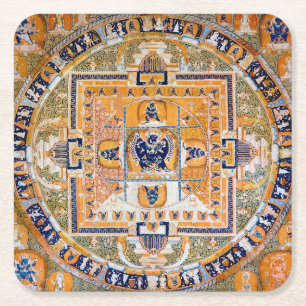 Dessous De Verre Carré Diagramme cosmique Mandala pour la méditation
