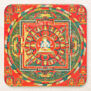 Dessous De Verre Carré Diagramme cosmique Mandala pour la méditation