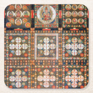 Dessous De Verre Carré Diagramme cosmique Mandala pour la méditation