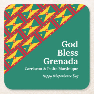 Dessous De Verre Carré DIEU BÉNISSE GRENADA Texte personnalisé VERT